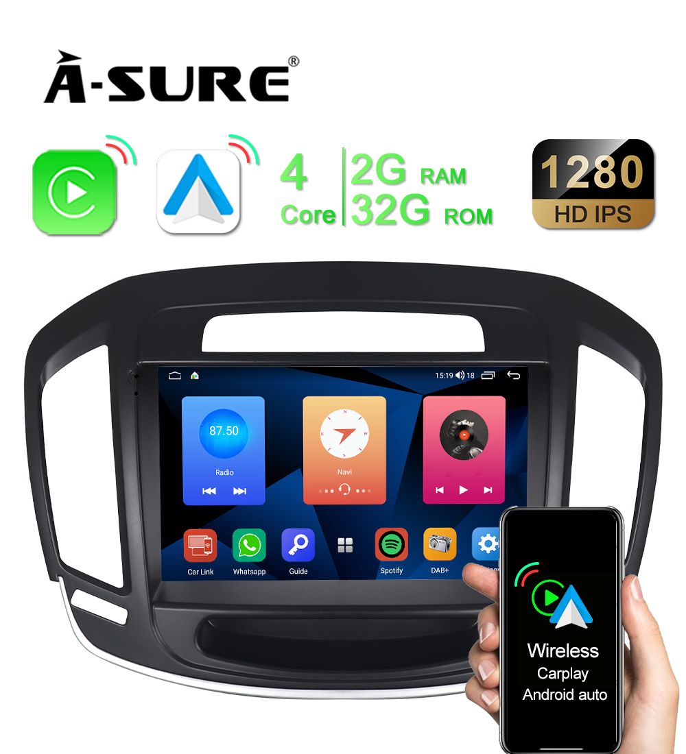 A-Sure GPS 9" 2+32GB Autoradio Opel Insignia 2013-2016 Low CarPlay