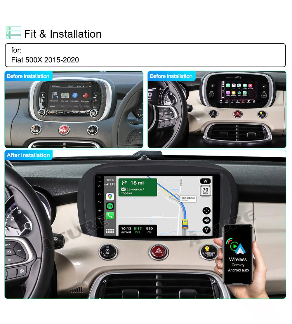 A-Sure GPS Autoradio 9 Zoll Fiat 500X 2+32GB CarPlay
