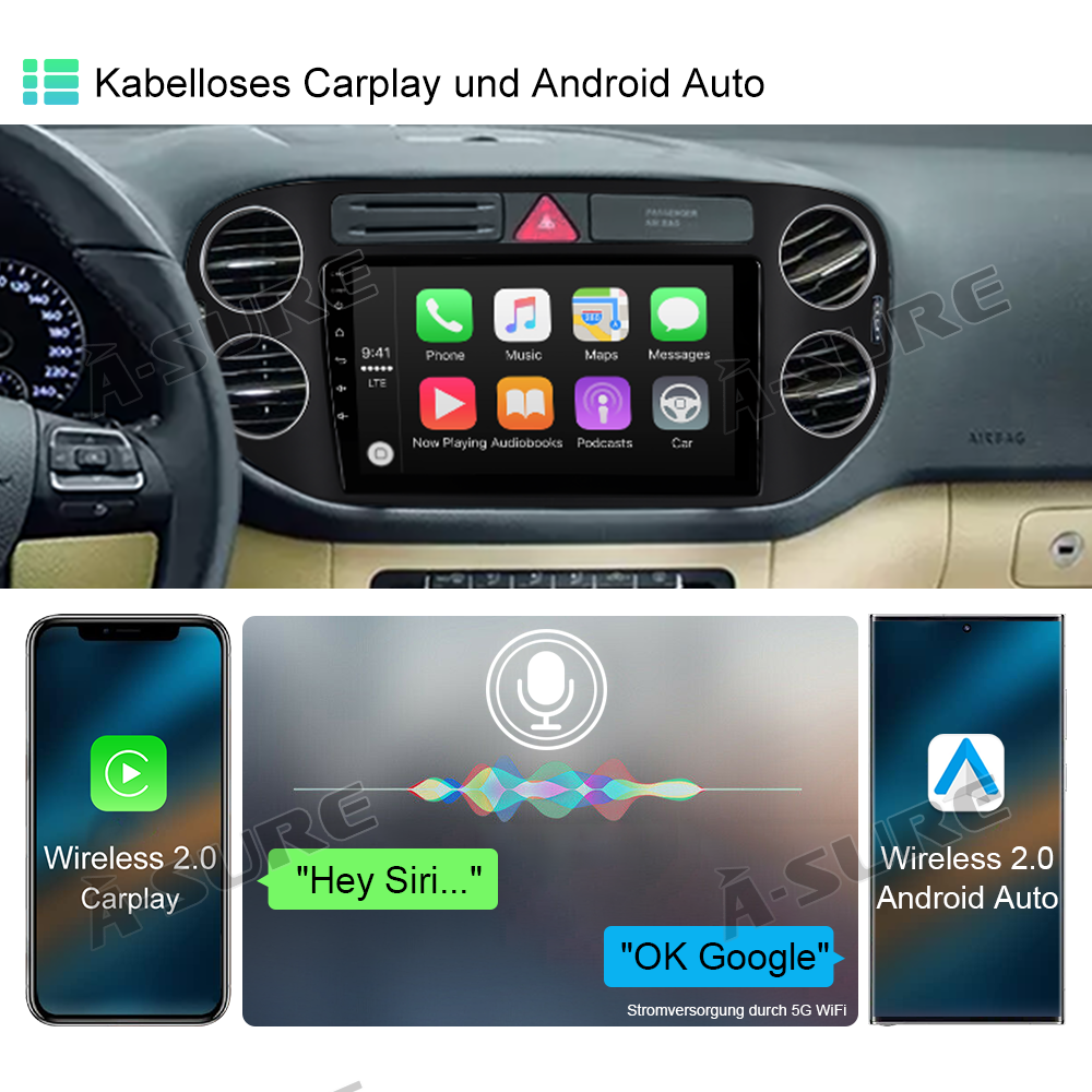 A-Sure GPS Autoradio VW Golf Plus Tiguan 2+32GB DAB+