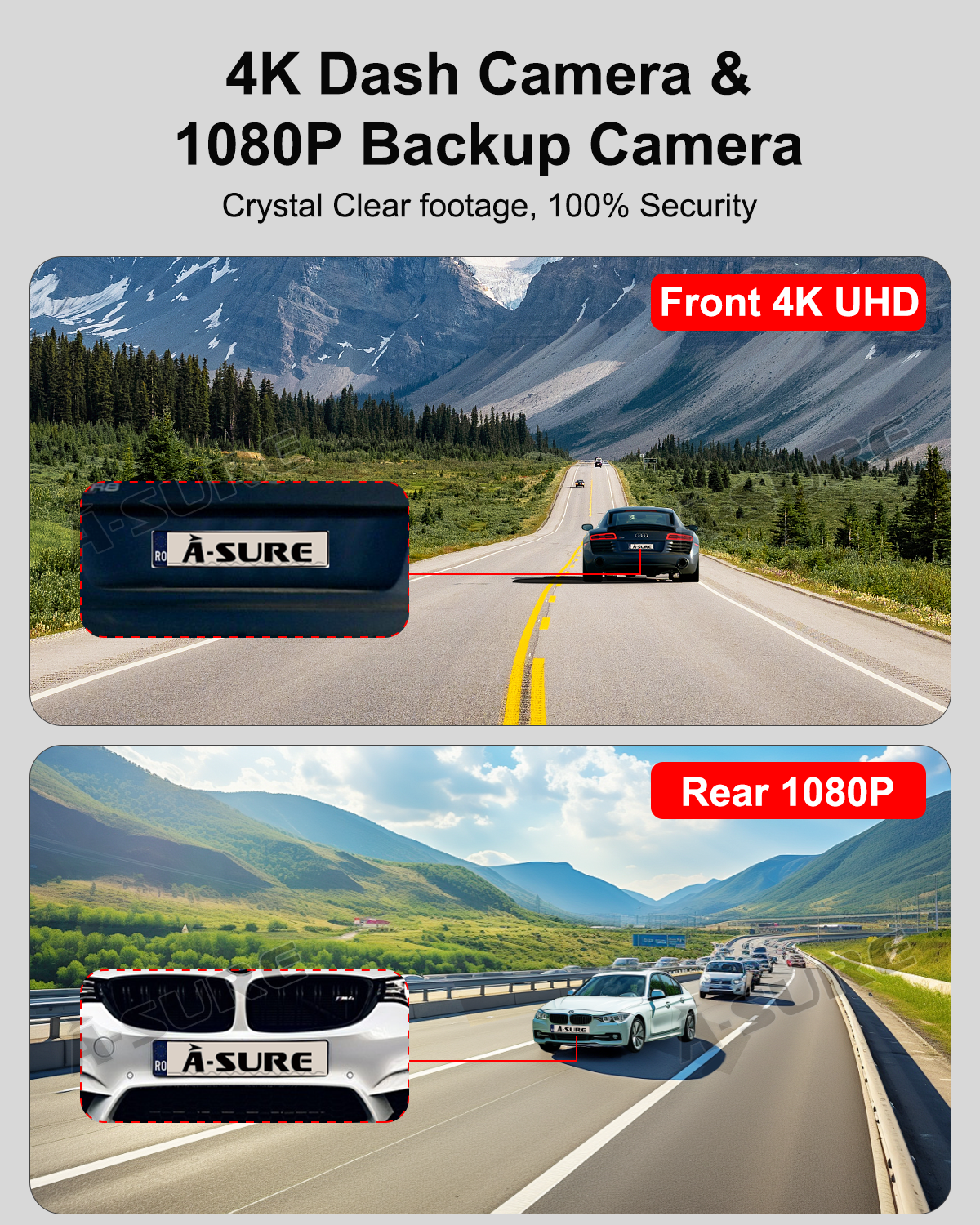 A-Sure Radio accessories 10,26 Zoll CarPlay-Display 4K Dashcam
