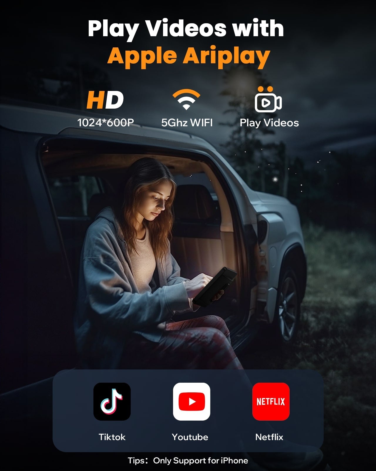 LAMTTO RC08 7" CarPlay-Display mit Rückfahrkamera 1080P