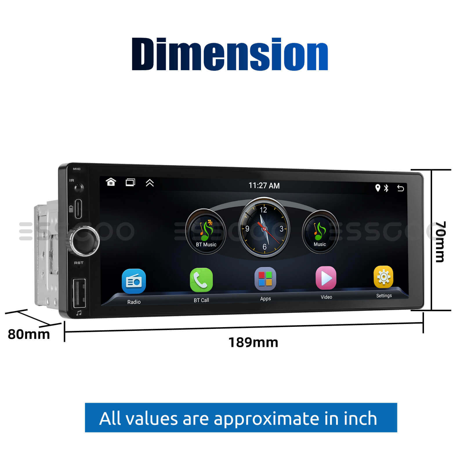 ESSGOO Car Stereo MP5 TS0002 1-DIN Autoradio Octavia 6,86 Zoll