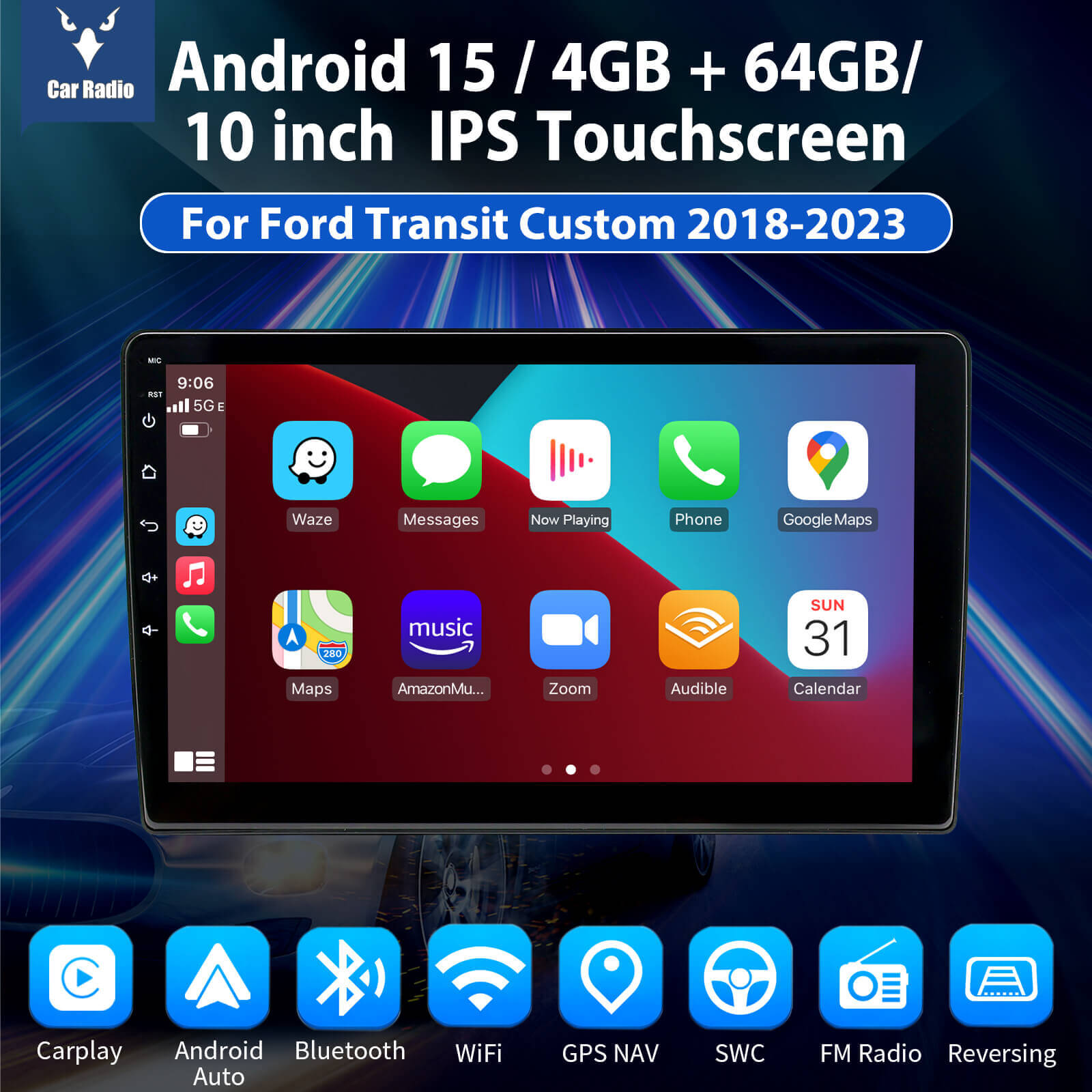 ESSGOO AR1001 Transit Custom Autoradio 10 Zoll Android