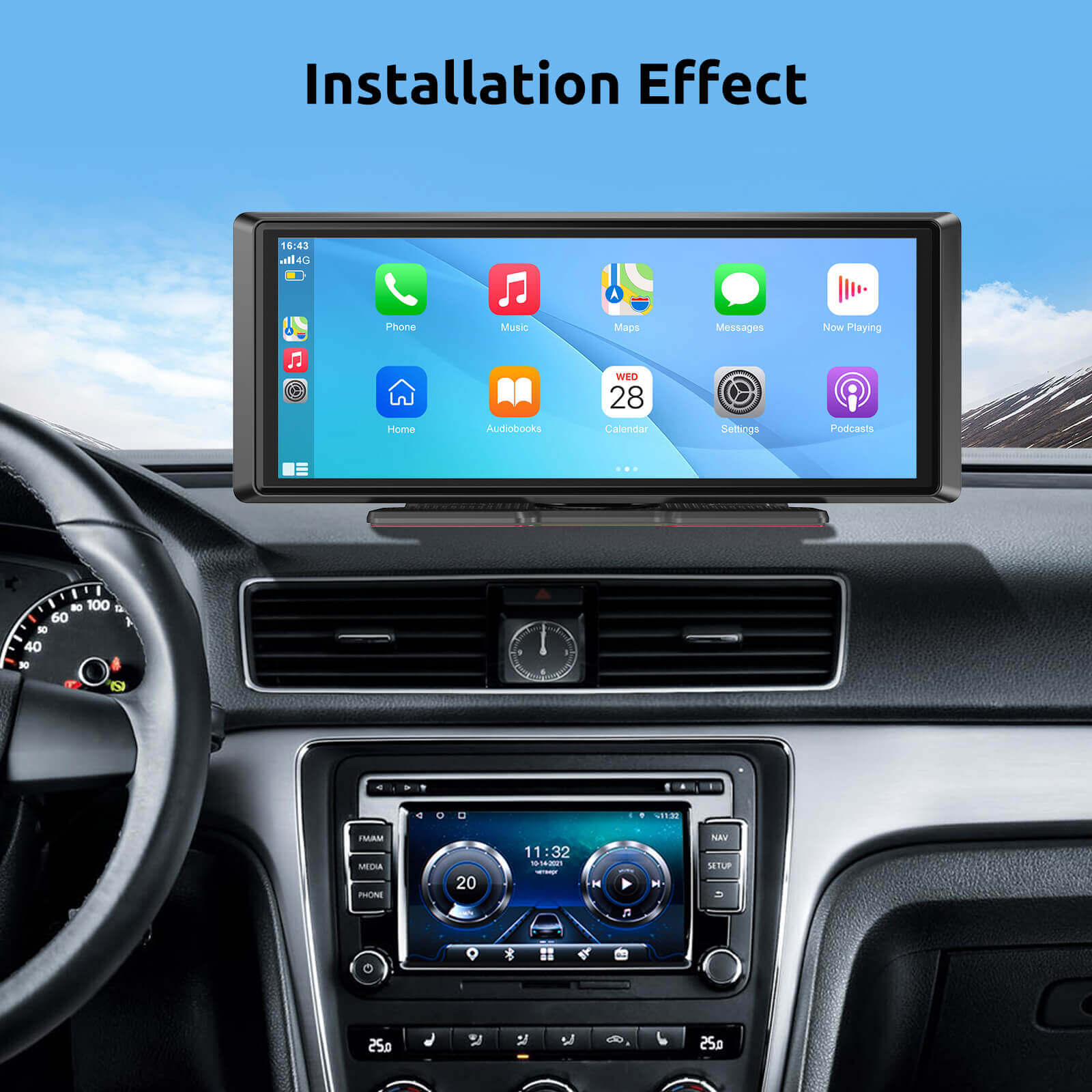 ESSGOO Portable CarPlay E40 CarPlay-Display 8,1 Zoll WLAN