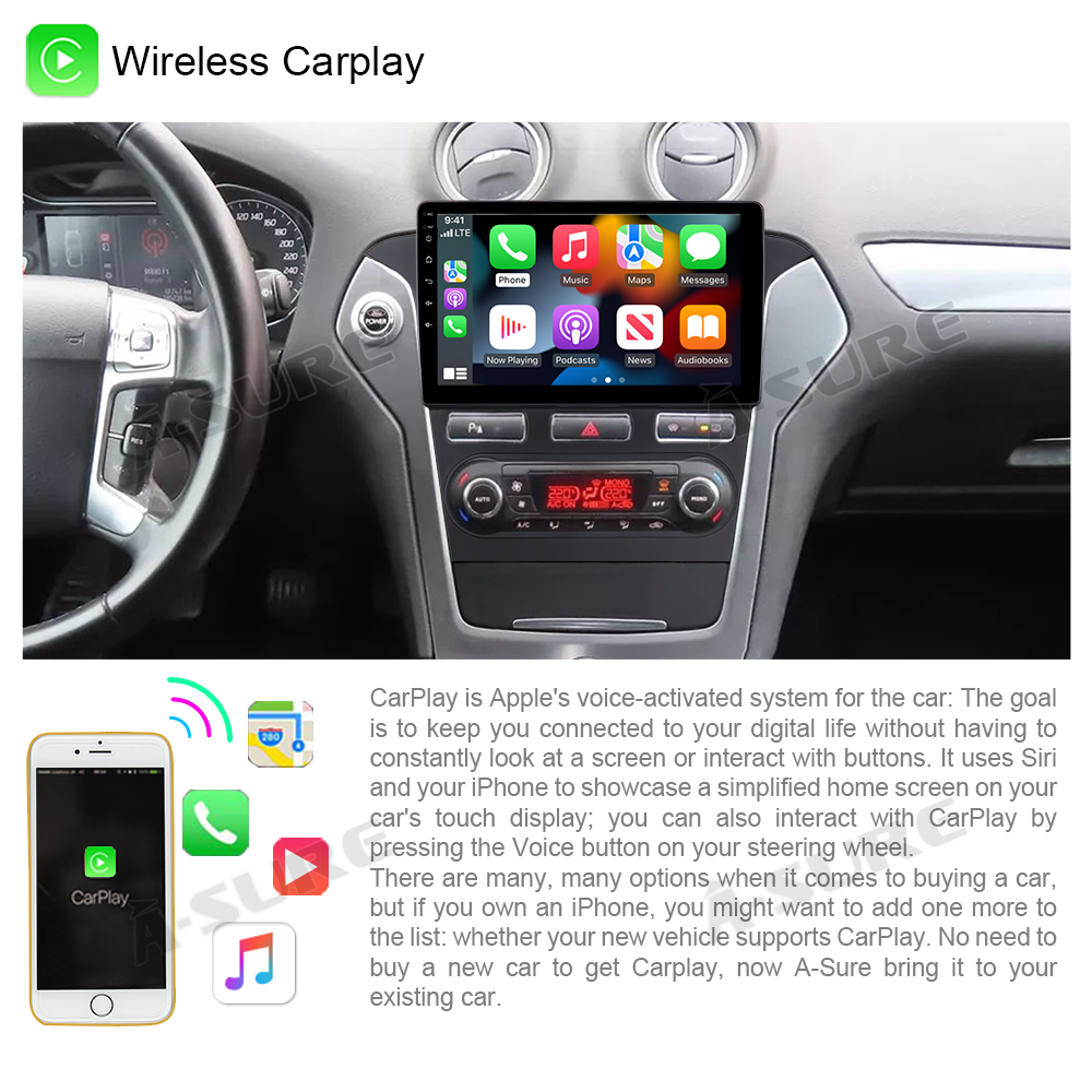 A-Sure GPS car radios Ford Mondeo 10,1 Zoll Autoradio CarPlay