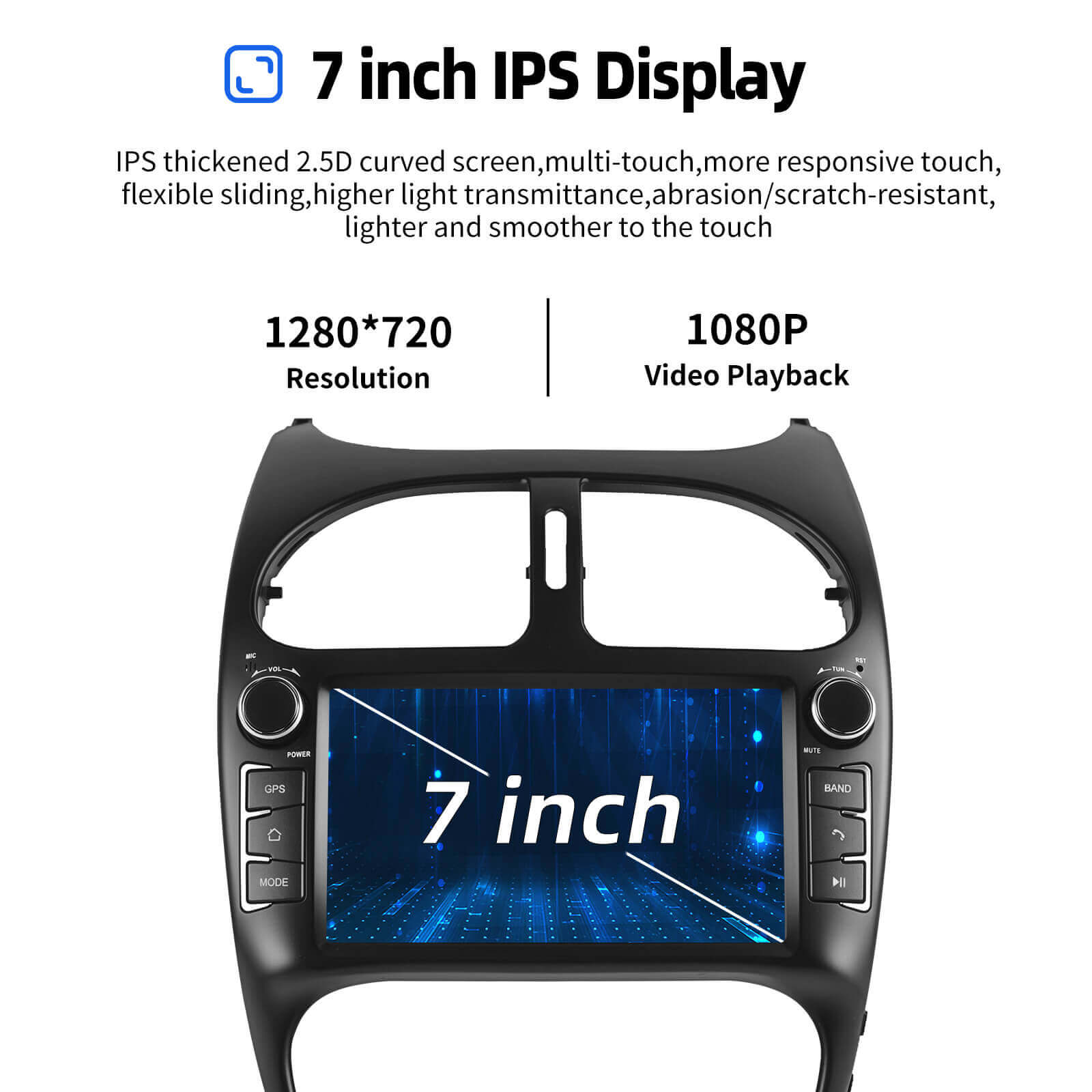 ESSGOO Car Stereo AR7001 7-Zoll Autoradio für Peugeot 206
