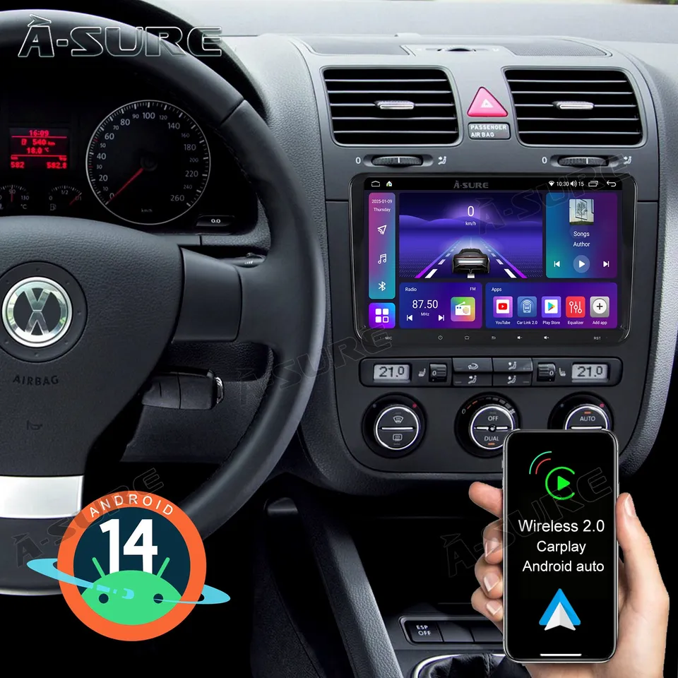 A-Sure GPS Autoradio VW 9 Zoll 4+64GB CarPlay