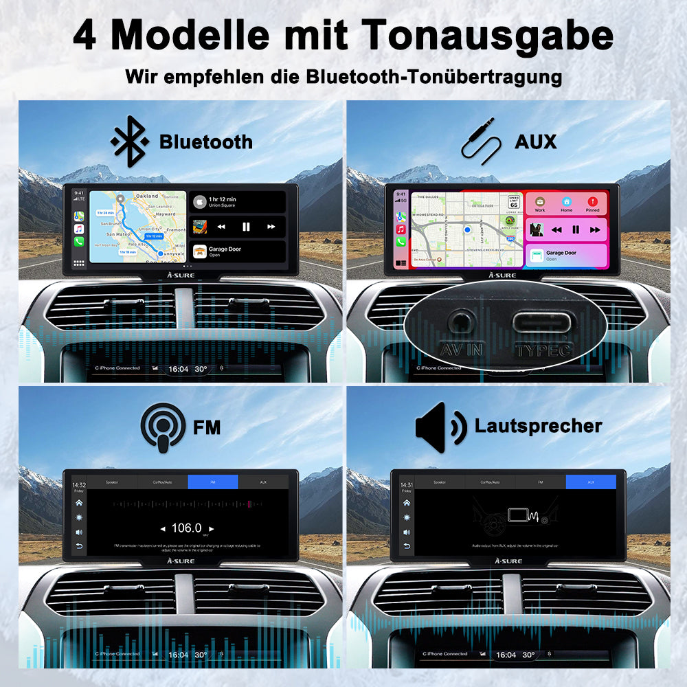 A-Sure Radio accessories 9,26 Zoll CarPlay Display 4K Dashcam