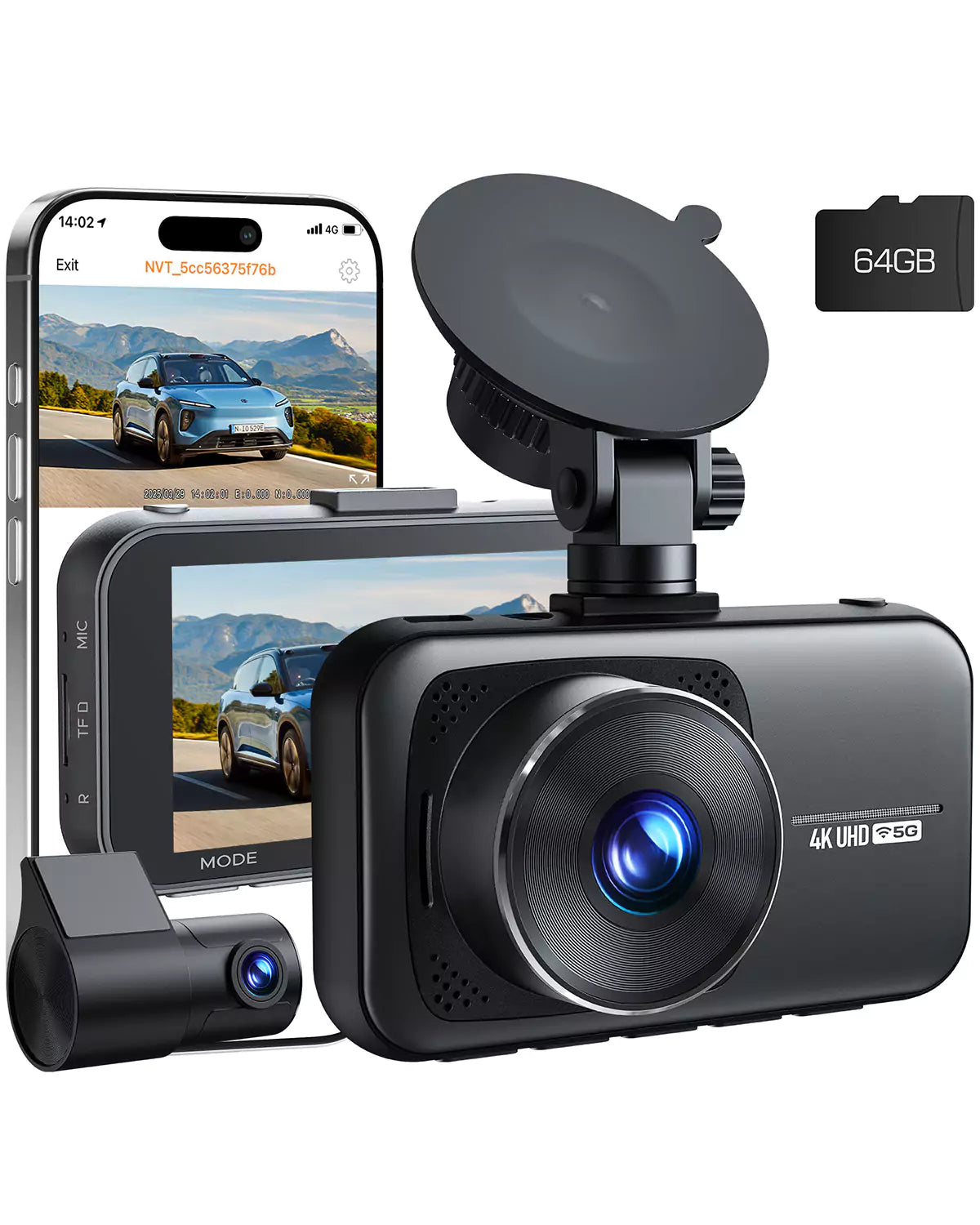 LAMTTO DC16 Dashcam 4K Front Heck 64GB WLAN