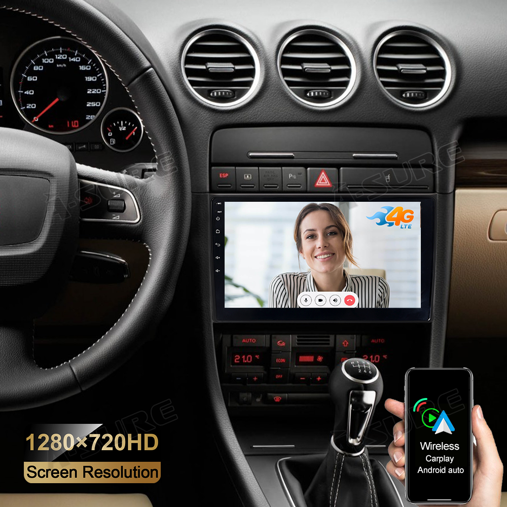 A-Sure GPS Autoradio 9 Zoll Android 10 Audi A4 4+64GB 4G