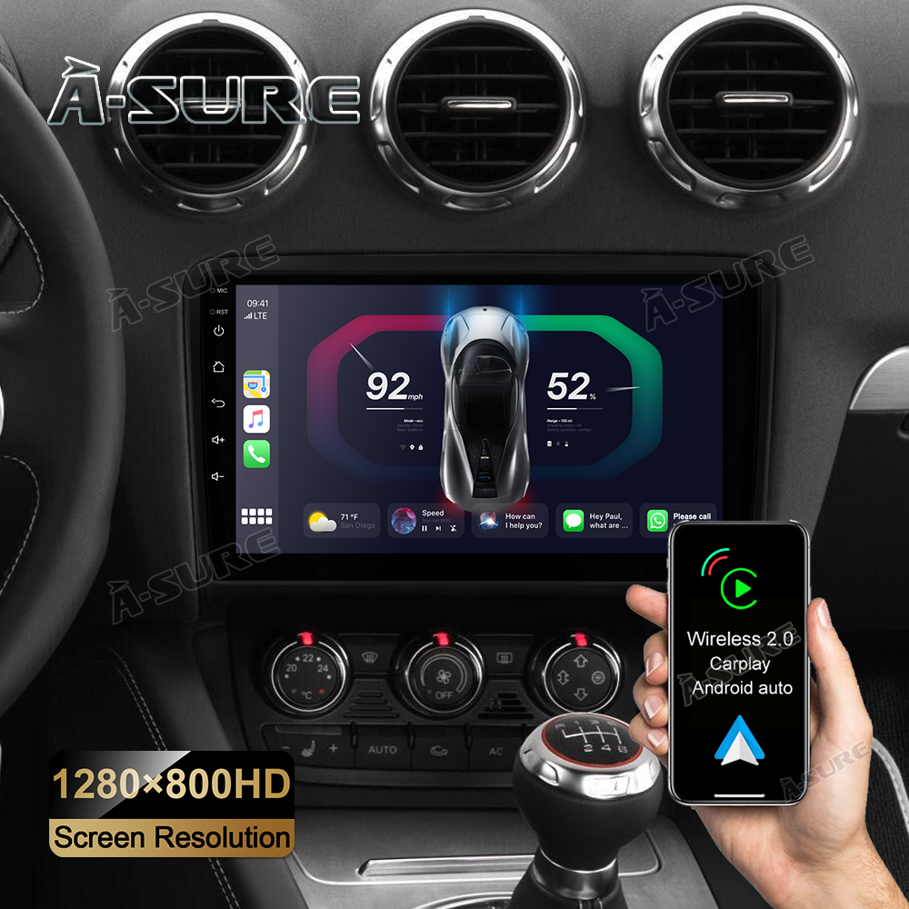 A-Sure GPS car radios Autoradio für Audi TT 8J 9 Zoll 2+32GB