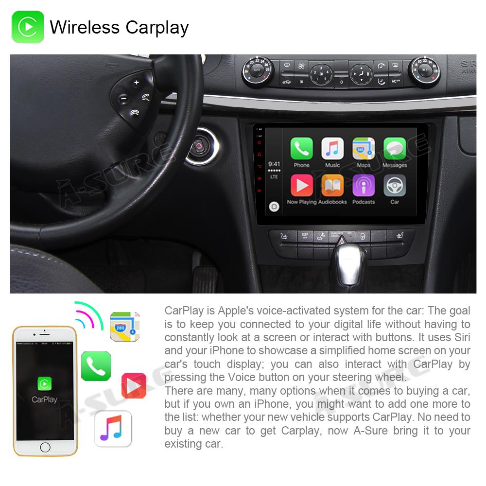 A-Sure GPS Mercedes W211 Autoradio 9 Zoll 2+32GB CarPlay