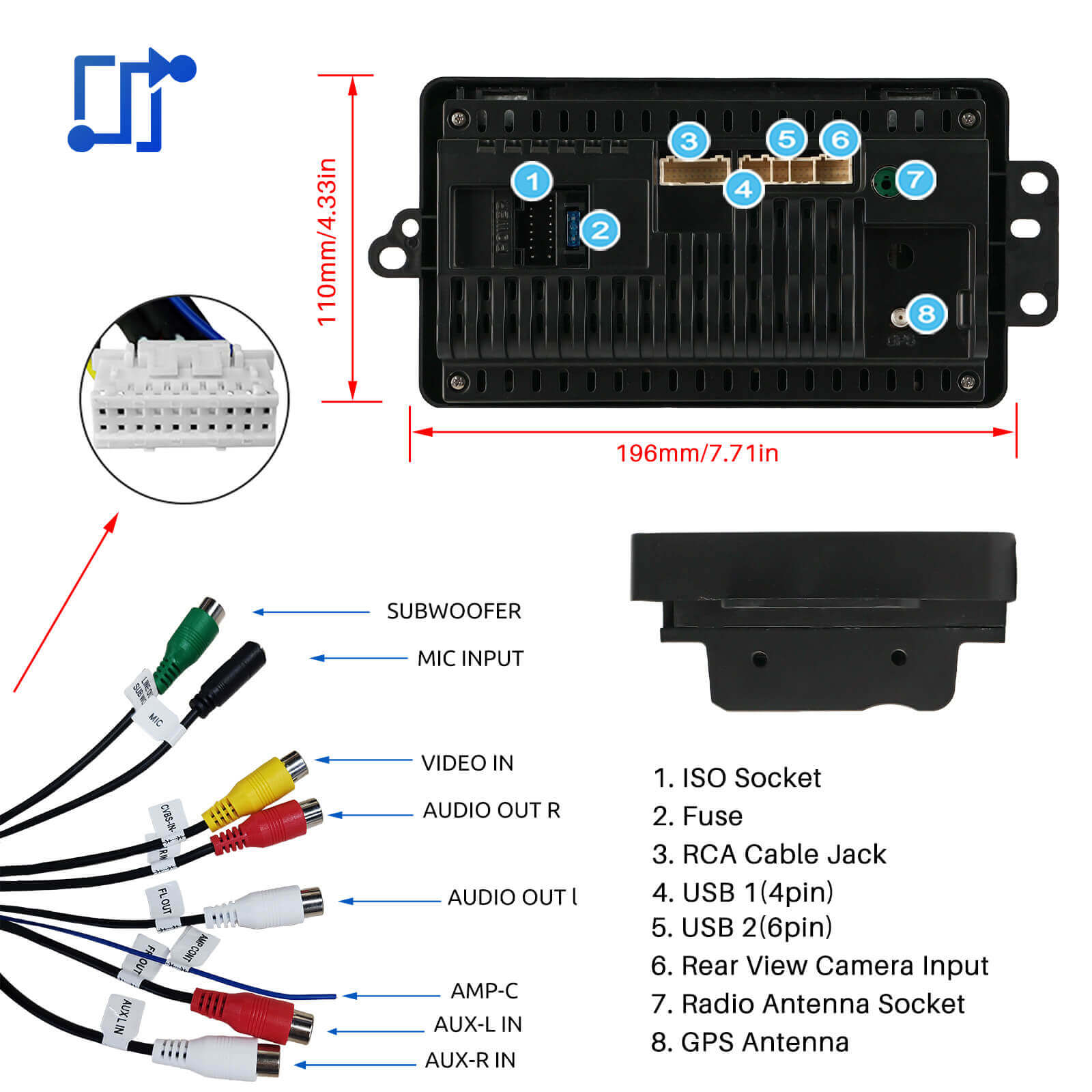 ESSGOO Car Stereo AR7001 7-Zoll Autoradio GMC Chevrolet