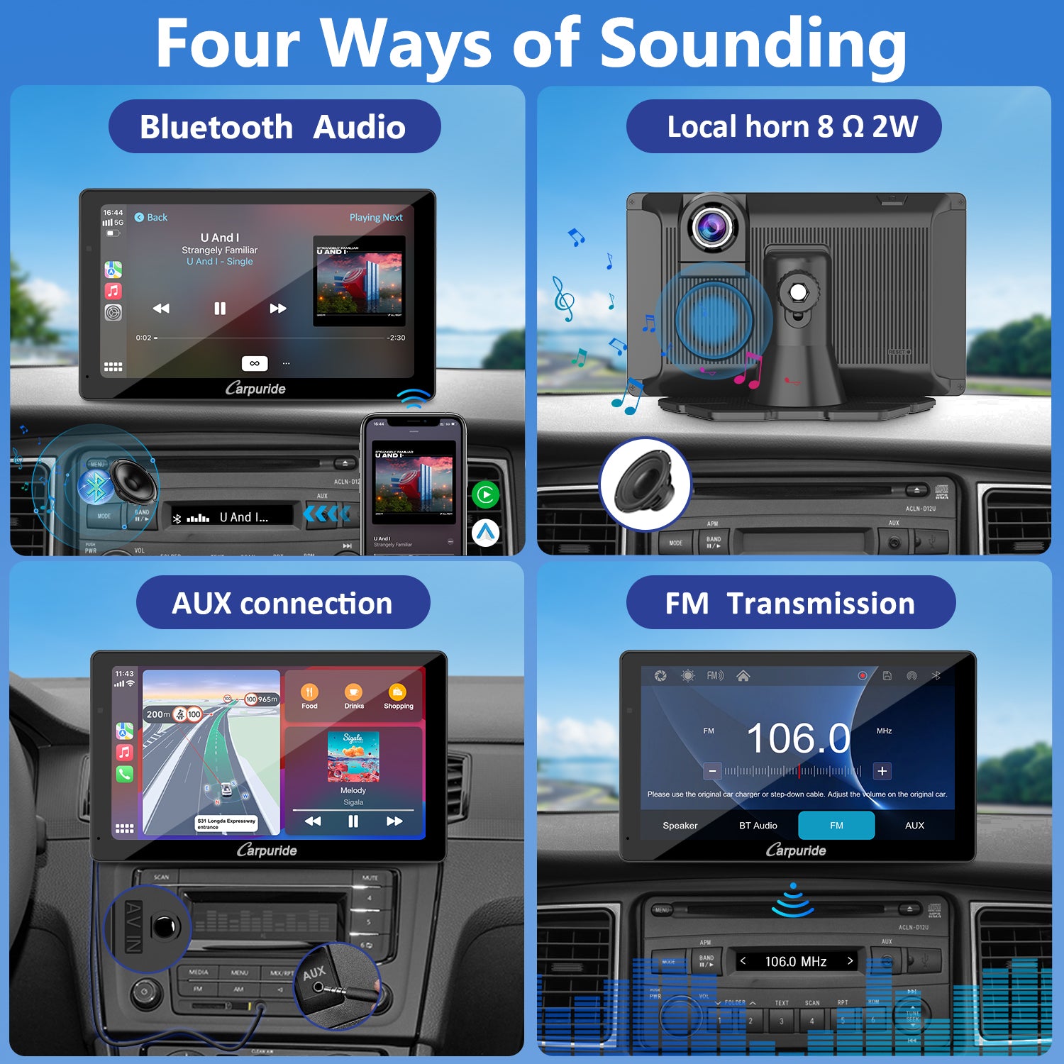 Carpuride W703 7 Zoll CarPlay-Display mit Dashcam DVR