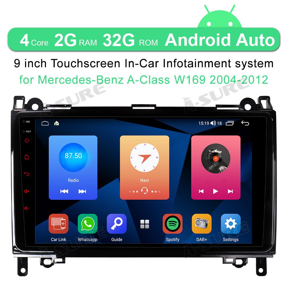A-Sure GPS Mercedes W169 W245 Autoradio 9 Zoll CarPlay