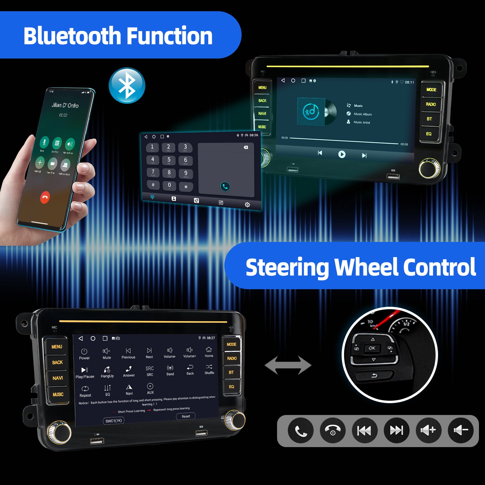 ESSGOO Car Stereo AR7002 7 Zoll Android Autoradio für Volkswagen