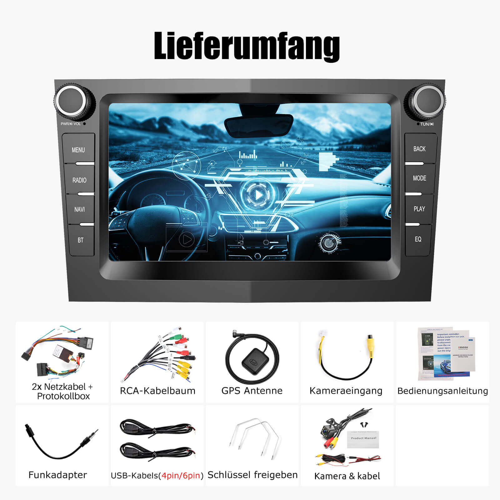 ESSGOO Car Stereo AZ0001 Autoradio 7 Zoll für Opel Android 15