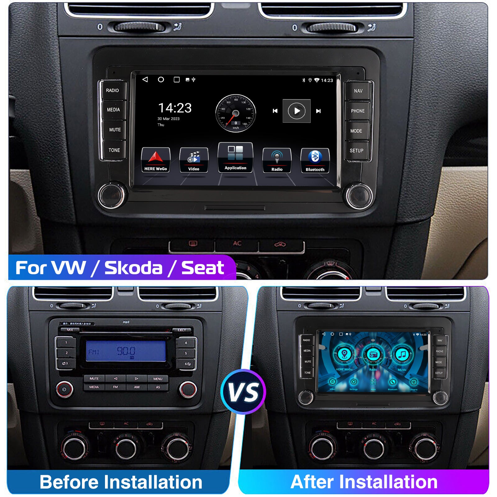 ESSGOO Car Stereo AR7002 7 Zoll Autoradio für VW Golf Passat