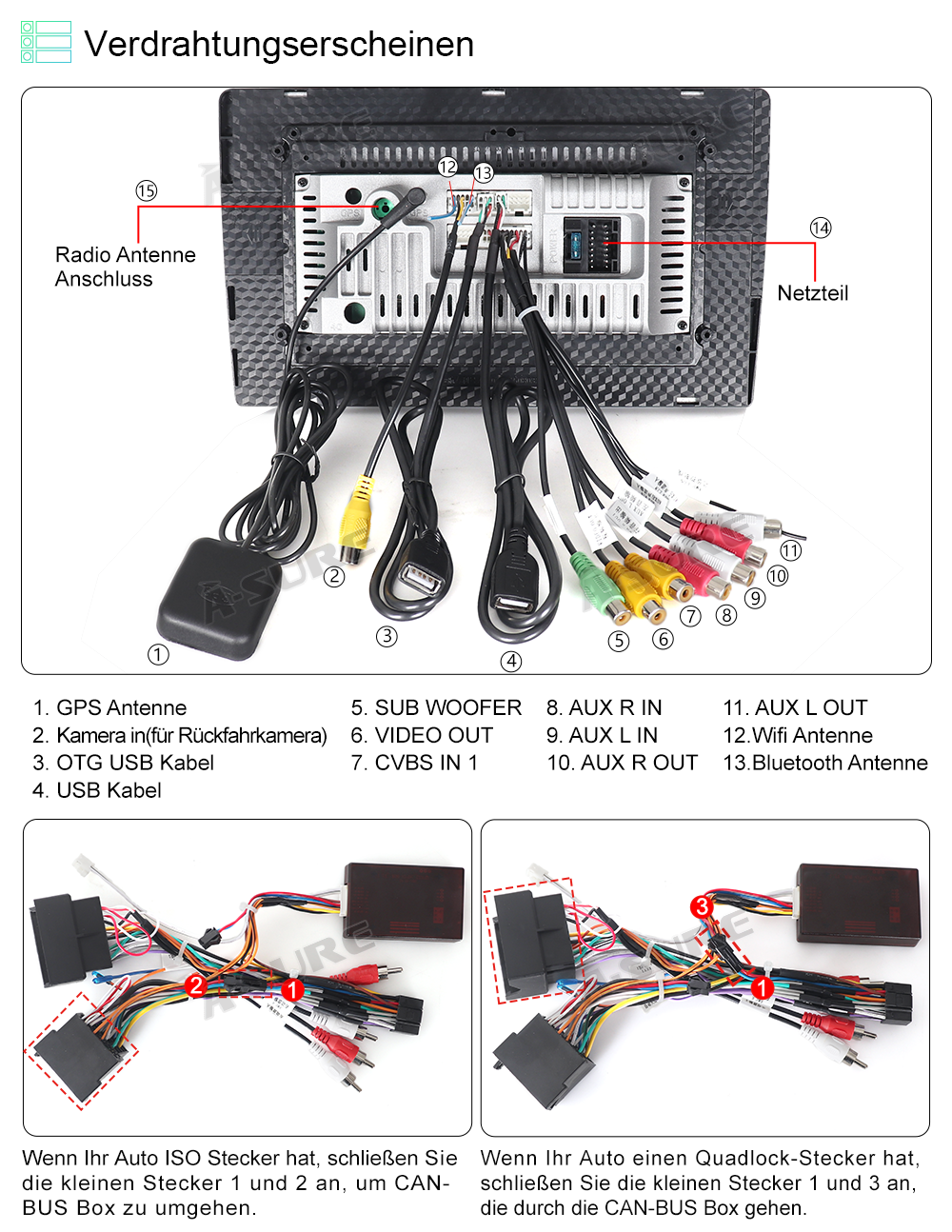 A-Sure GPS car radios Audi A3 8P Autoradio 9 Zoll CarPlay 2+32GB