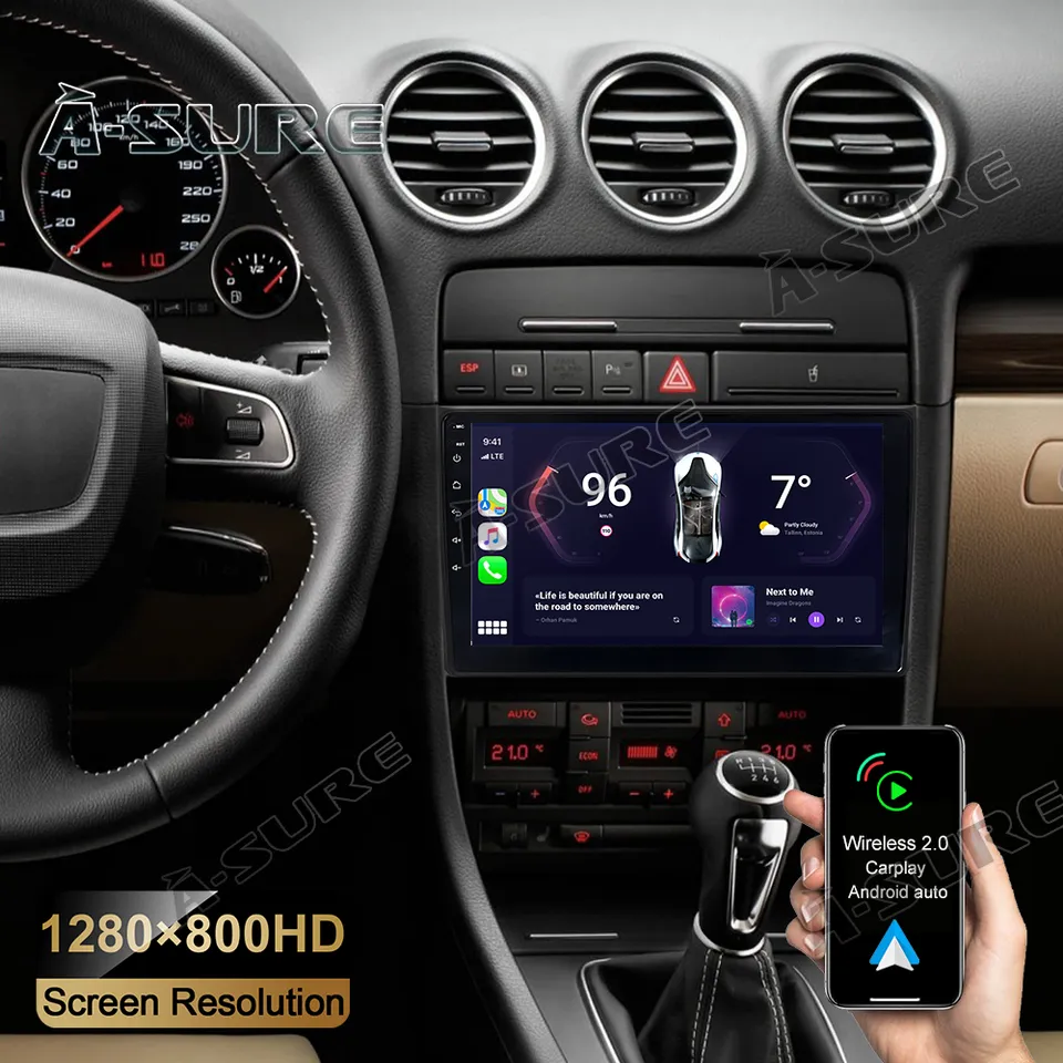 A-Sure GPS Autoradio 9 Zoll 2+32GB Audi A4 B6 B7 B8 Bose