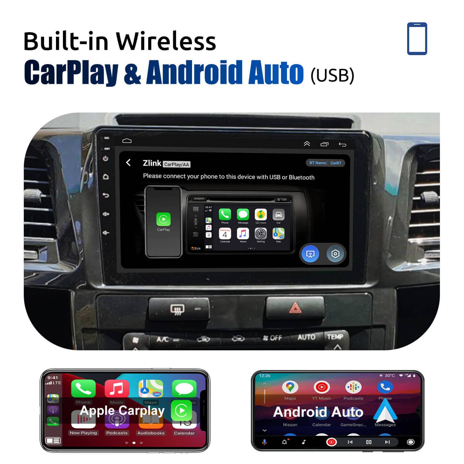 ESSGOO Autoradio 9 Zoll für Toyota Hilux CarPlay Standard