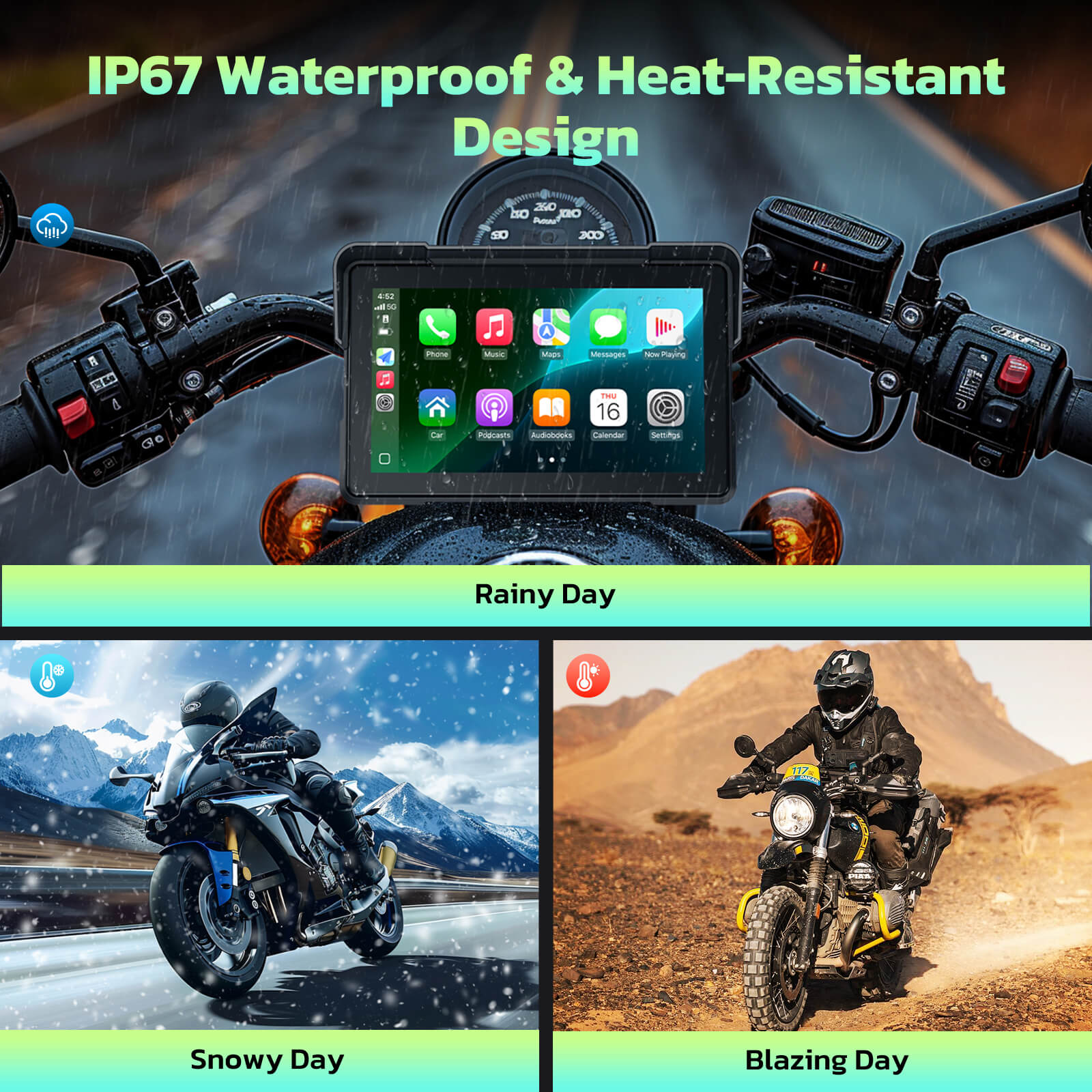 LAMTTO Carplay RC19 7 Zoll Motorrad CarPlay-Display IP67