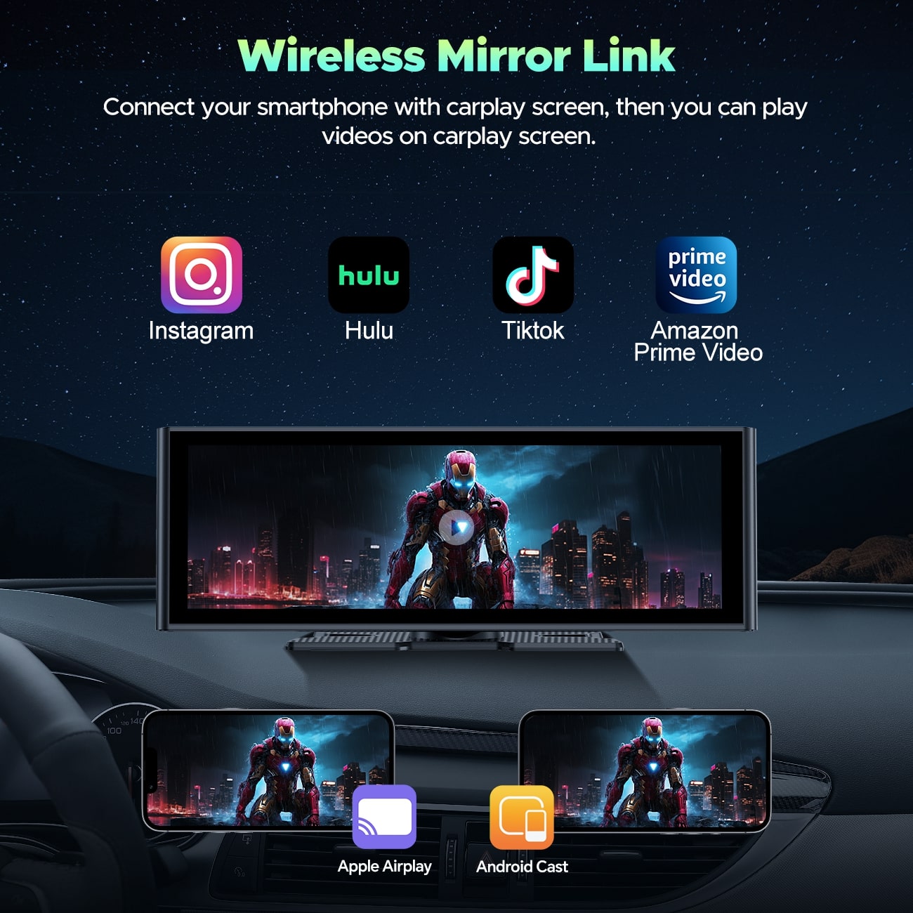 LAMTTO Carplay RC14 9,26 Zoll CarPlay-Display 4K Dashcam