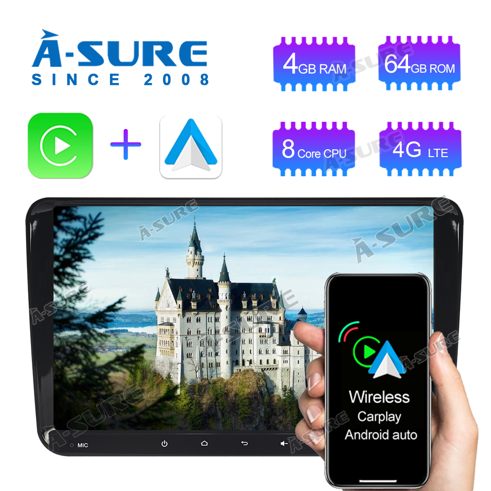 A-Sure 9 Zoll IPS Autoradio Passat Golf Tiguan 4+64GB