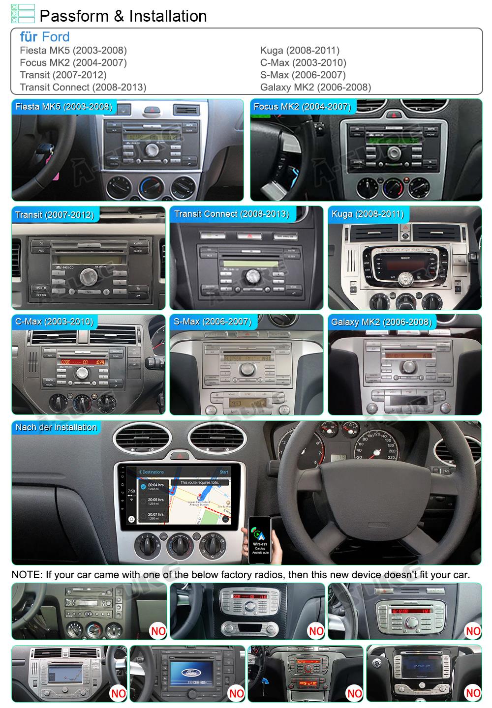 A-Sure GPS Ford Autoradio 9 Zoll 2+32GB DSP CarPlay