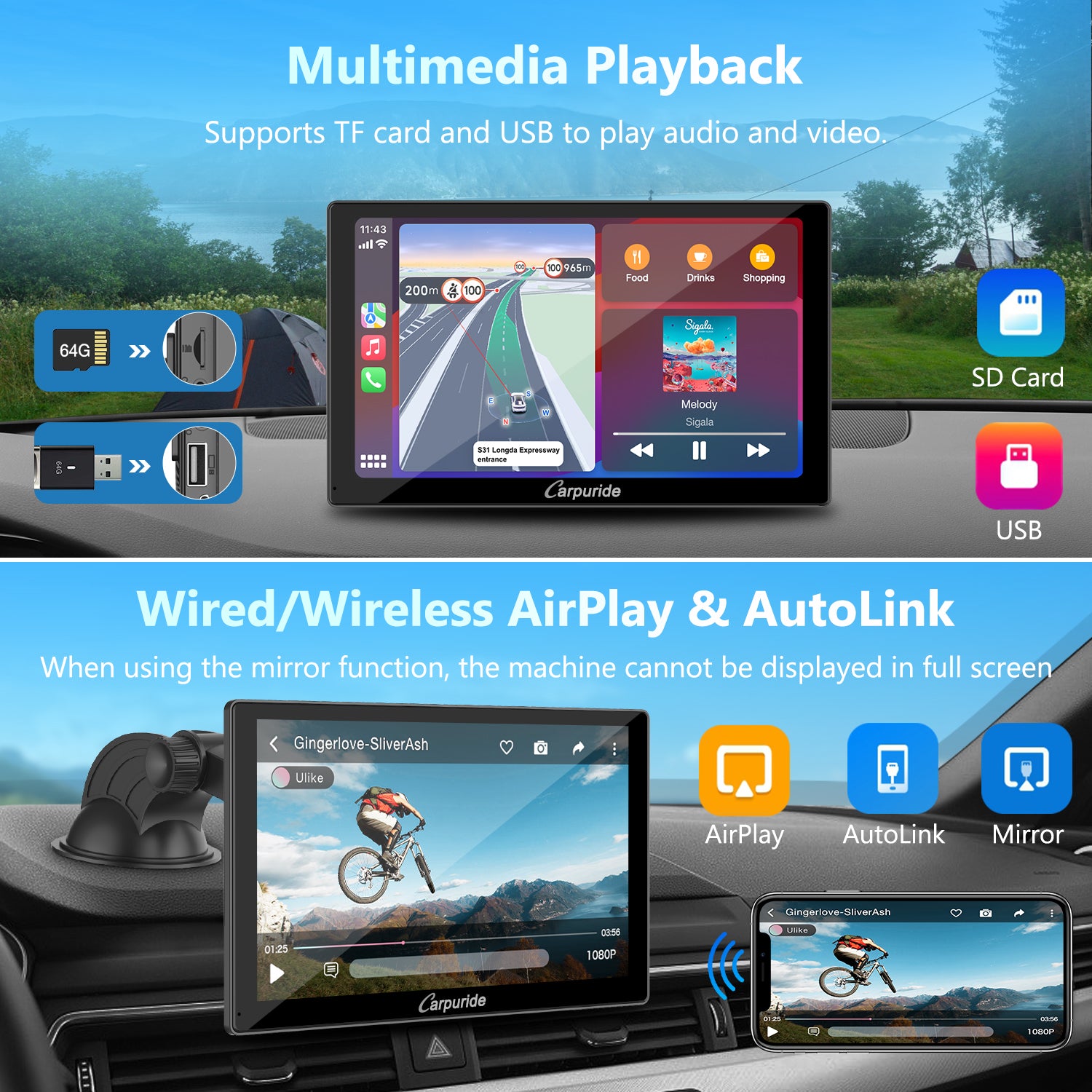 Carpuride Car Smart Stereo C98 CarPlay-Display 9 Zoll