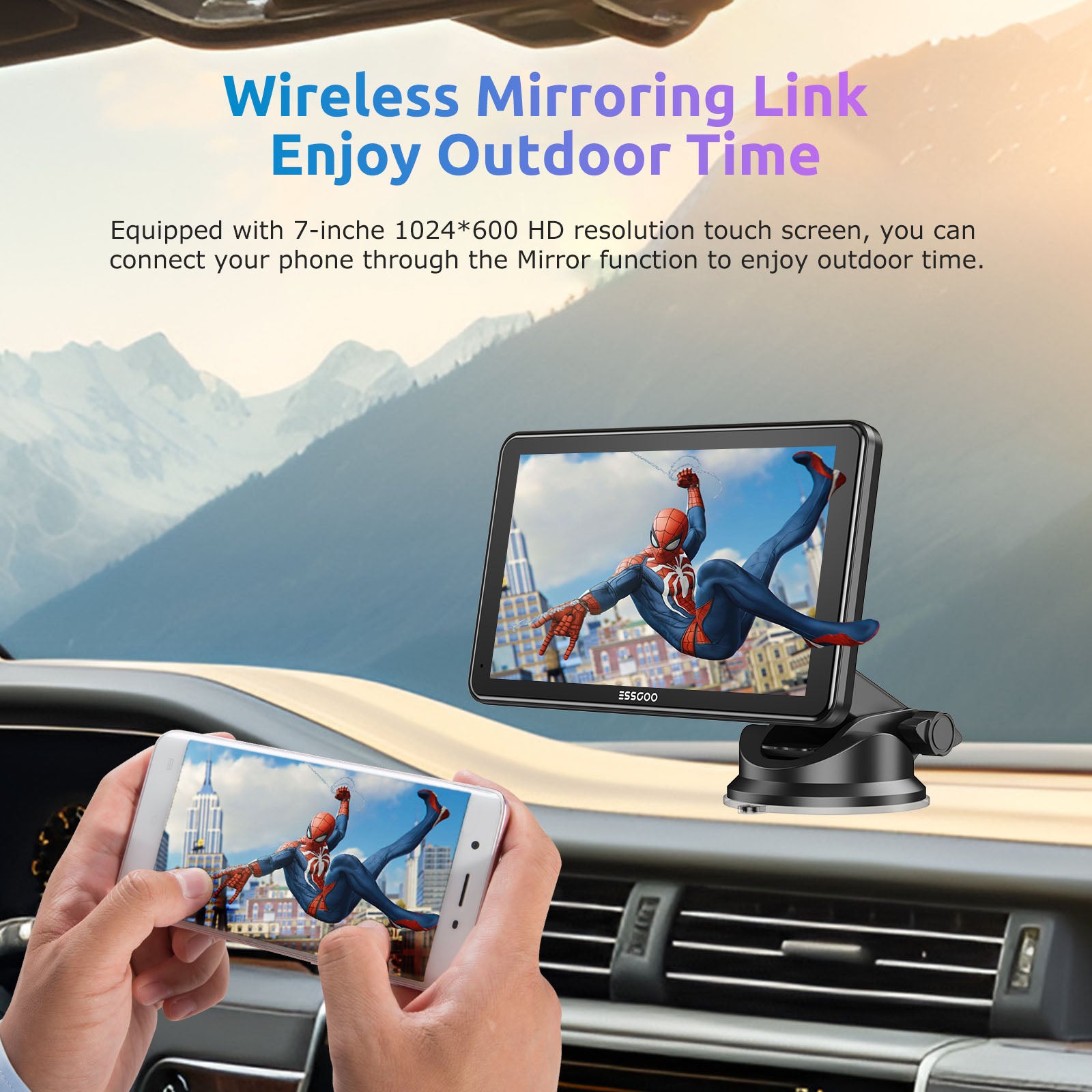 ESSGOO Portable CarPlay Display 7 Zoll Touchscreen AUX