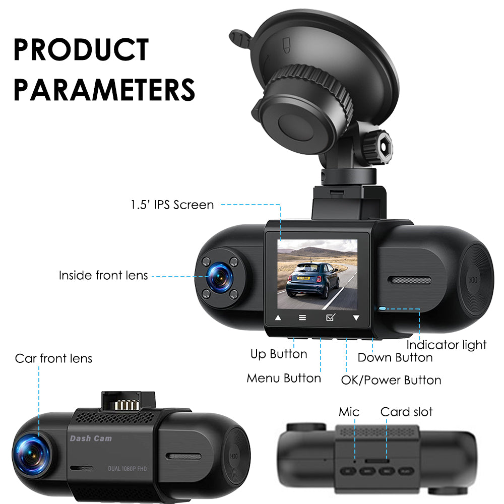 Carpuride M8 Dashcam FHD 1080P Dual Lens 1,5 Zoll