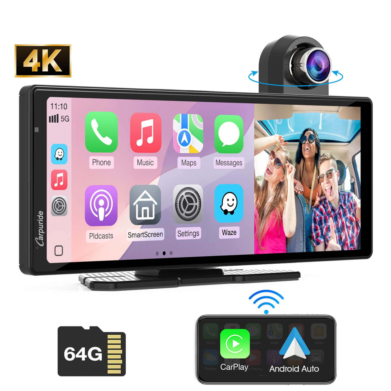 Carpuride W904 CarPlay-Display 9,3 Zoll mit DVR Frontkamera
