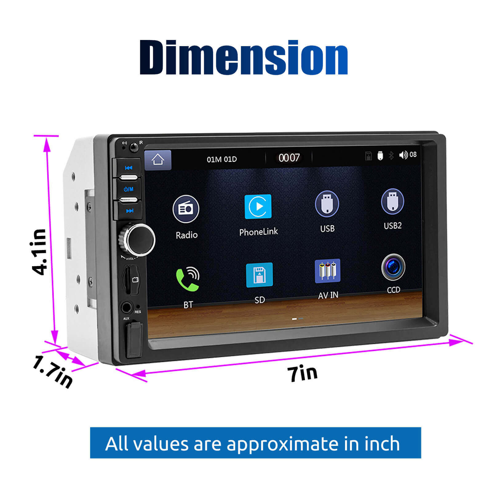 ESSGOO Car Stereo 7018 2-DIN Autoradio 7-Zoll MP5