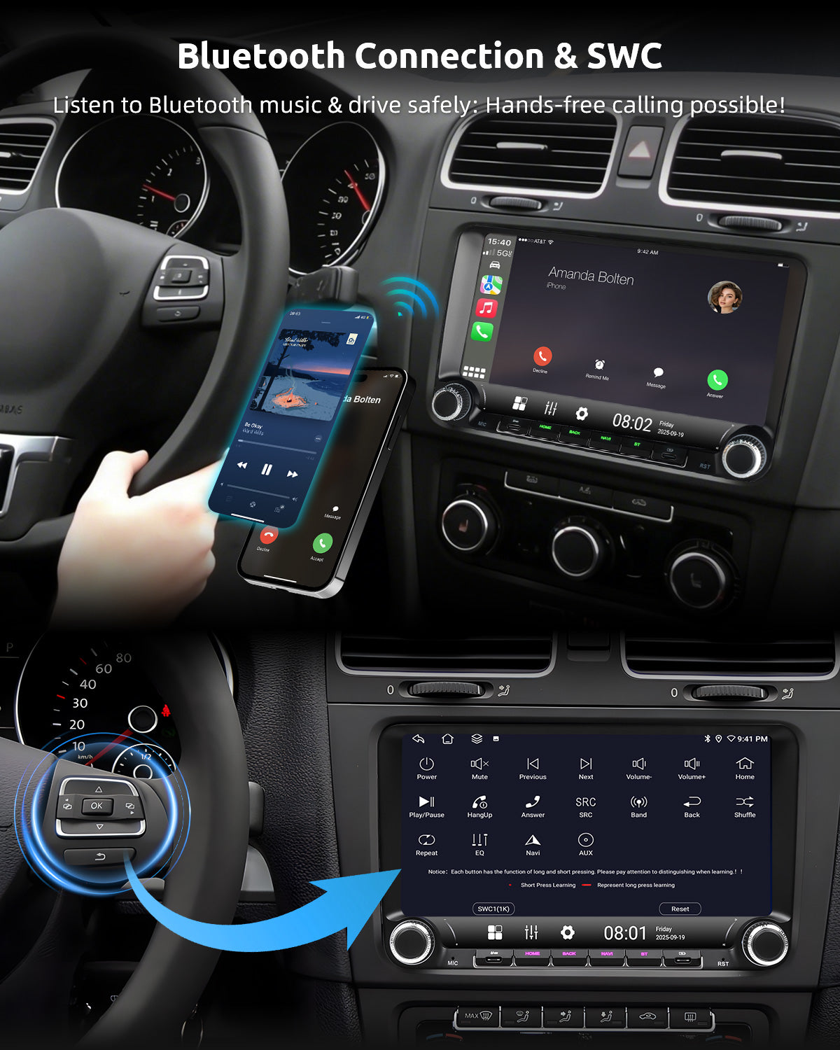 ESSGOO Car Stereo AR9002 Autoradio 9 Zoll für VW Android 15 IPS