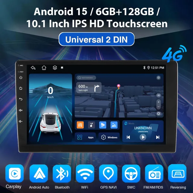 ESSGOO AR1001 2 DIN Autoradio 10,1 Zoll Android 15 IPS