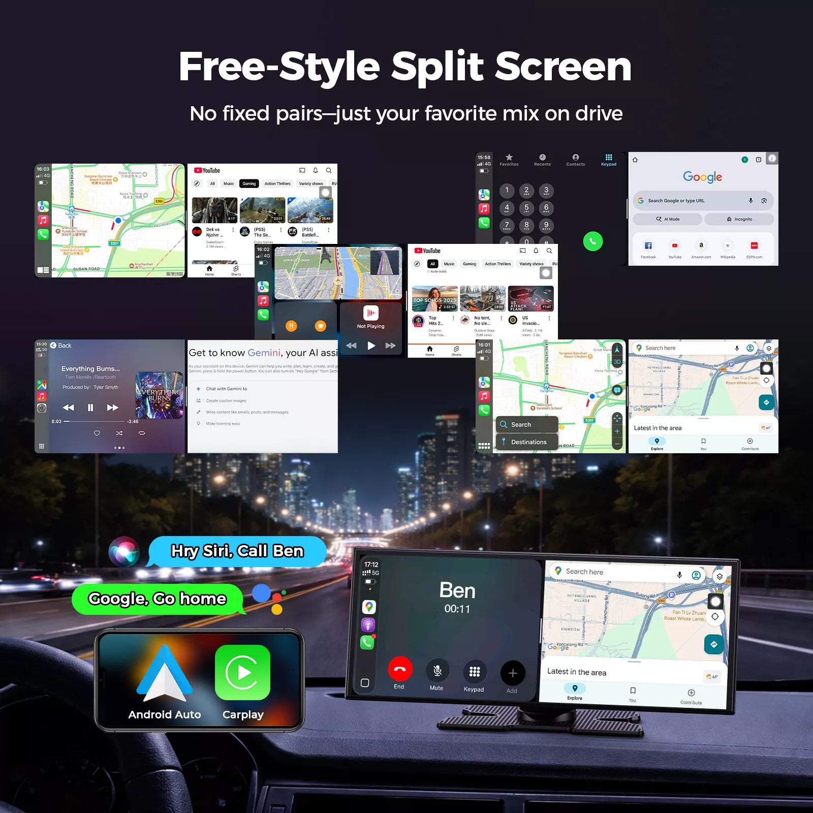 LAMTTO Carplay RC32 11 Zoll CarPlay-Display AI Google Play