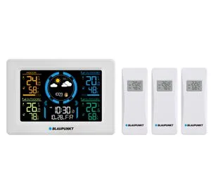 Blaupunkt WS40WH Wetterstation Funk mit 3 Sensoren weiß