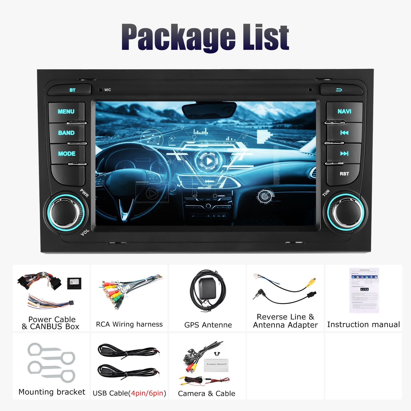ESSGOO Car Stereo AR7001 MP5 Autoradio 7 Zoll für Audi A4