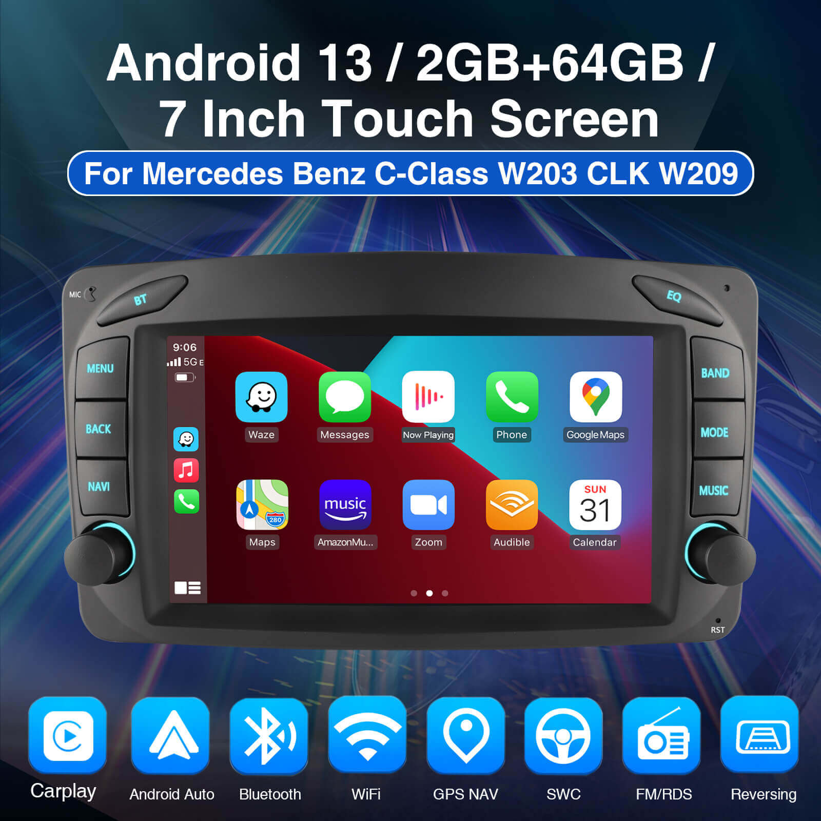 ESSGOO Car Stereo AR7001 Autoradio für Mercedes W209 2002-2010