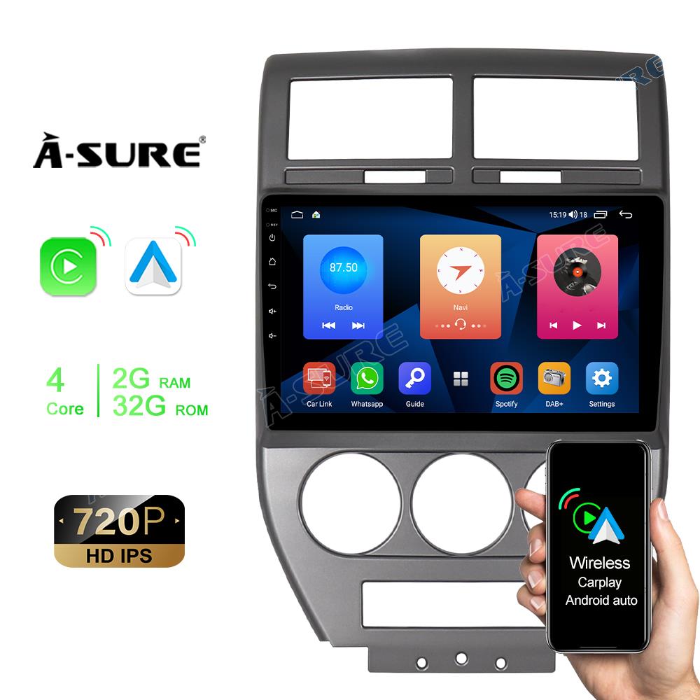 A-Sure GPS Autoradio Jeep Compass 10,1 Zoll CarPlay 2+32GB