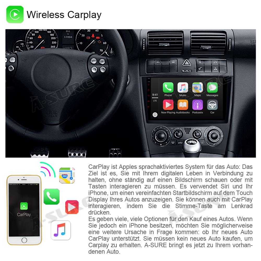 A-Sure GPS Autoradio 9 Zoll Android 10 Mercedes W203 4+64GB