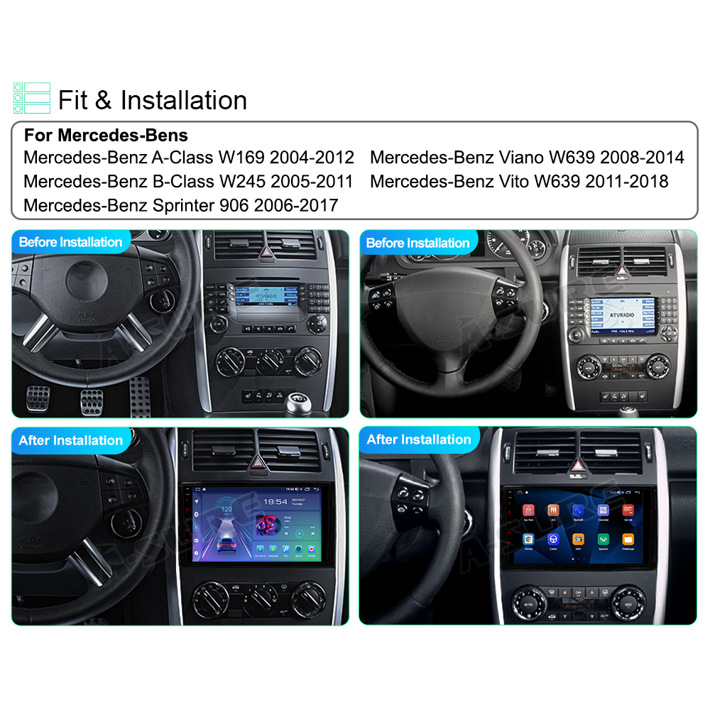 A-Sure GPS Autoradio Mercedes W169 W245 2+32GB 9 Zoll