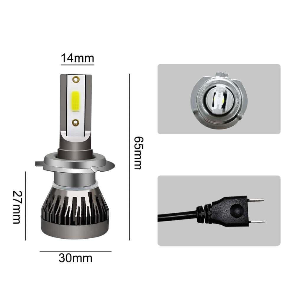 ESSGOO Mini LED Scheinwerfer H7 Birne 6000K 2 Stück
