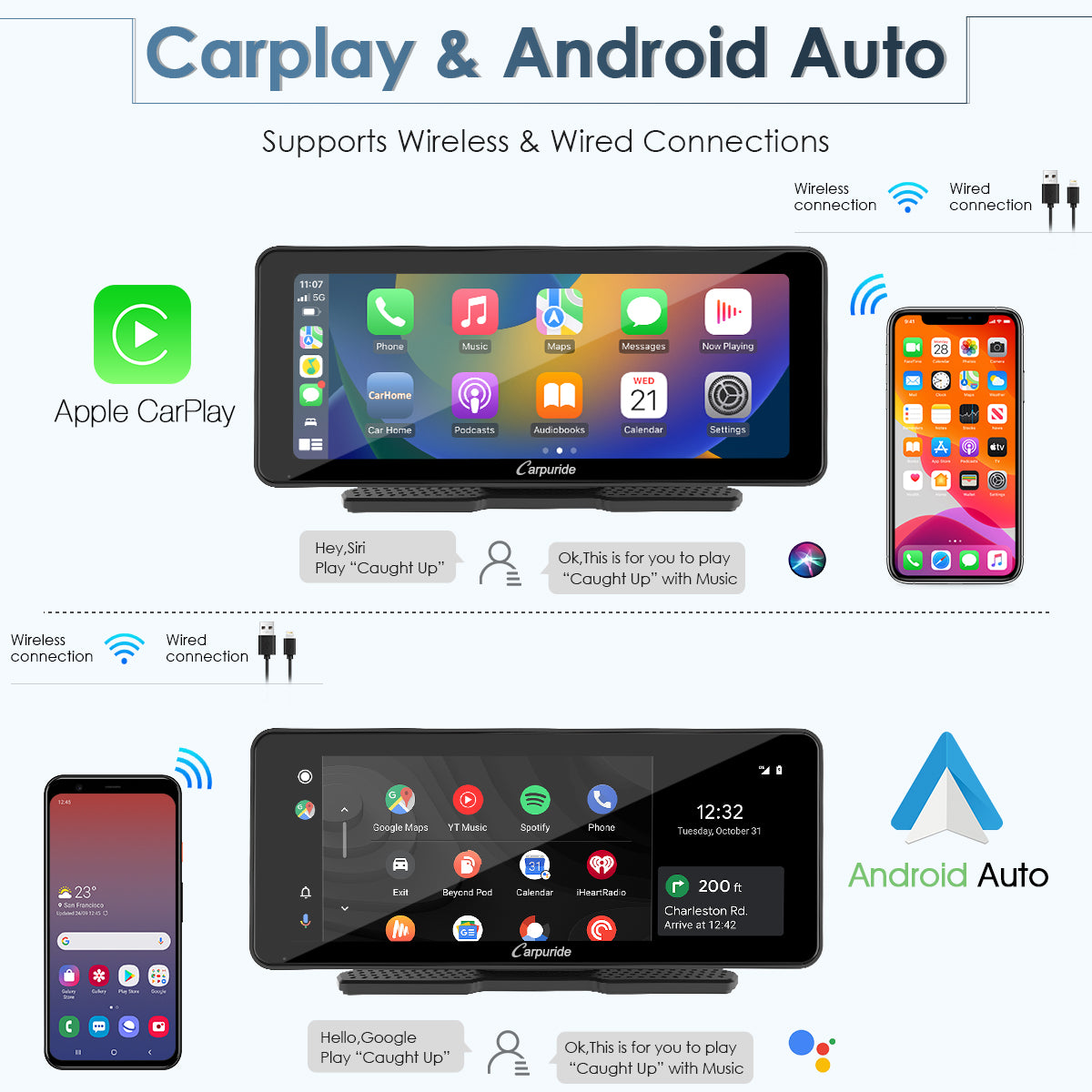 Carpuride W609 Car Smart Stereo Carplay-Display 6,86 Zoll Kamera