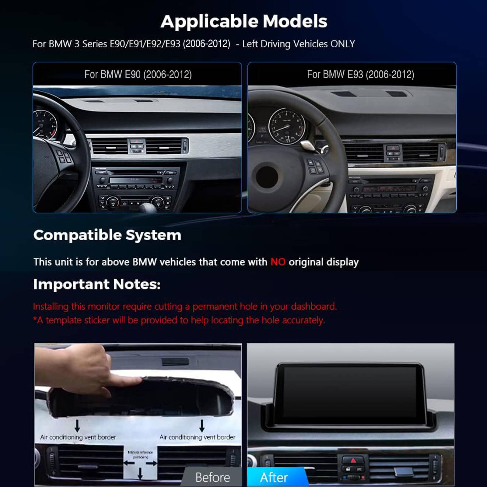 ESSGOO Car Stereo LZ0001 Autoradio 10,25 Zoll BMW E90 E91