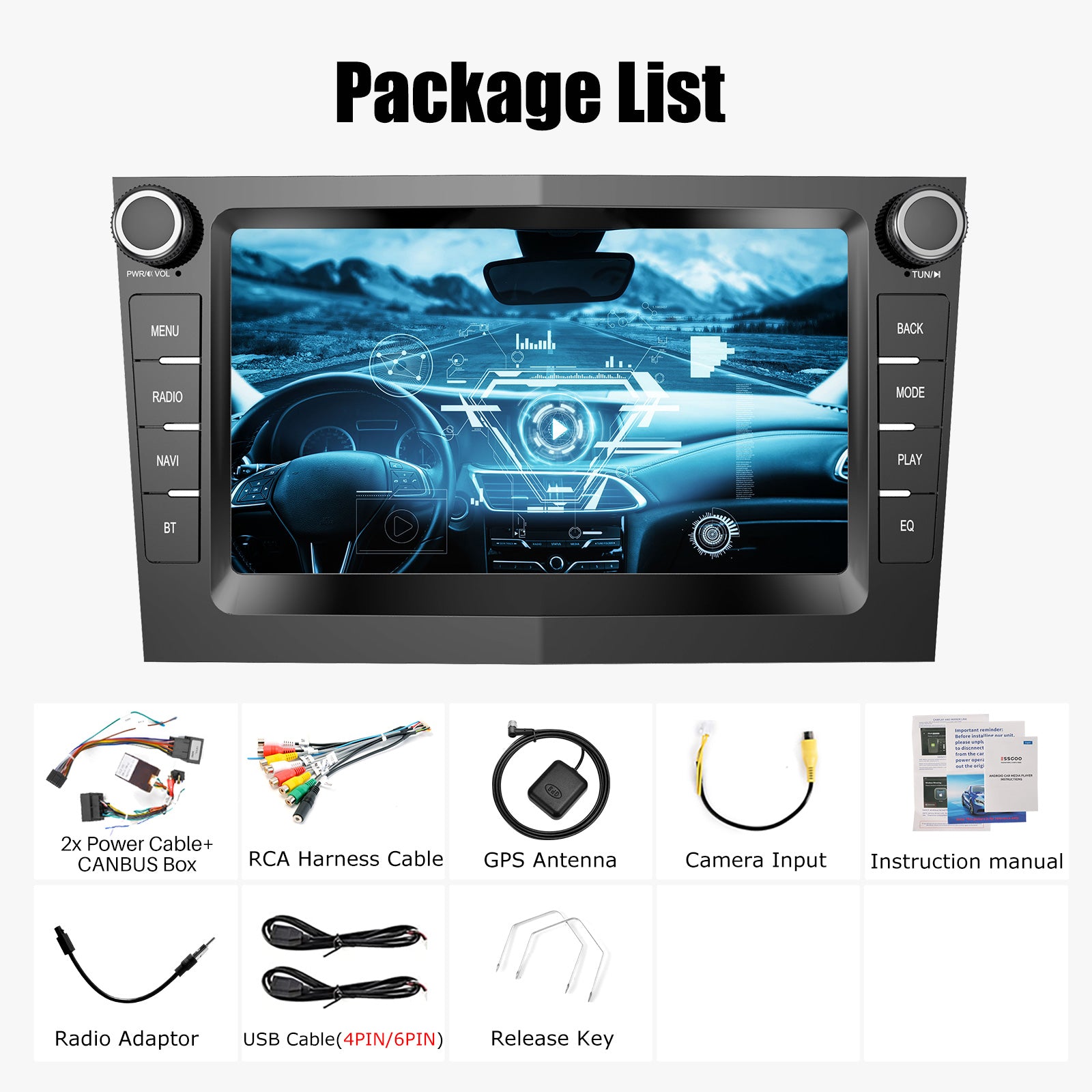 ESSGOO Car Stereo AZ0001 7 Zoll Android Autoradio für Opel
