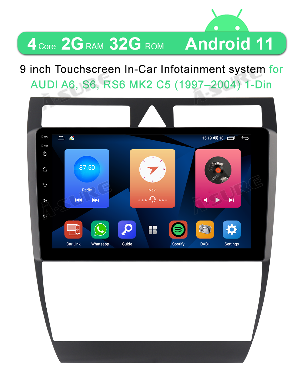 A-Sure GPS Autoradio Audi A6 C5 1997-2004 Android DSP CarPlay