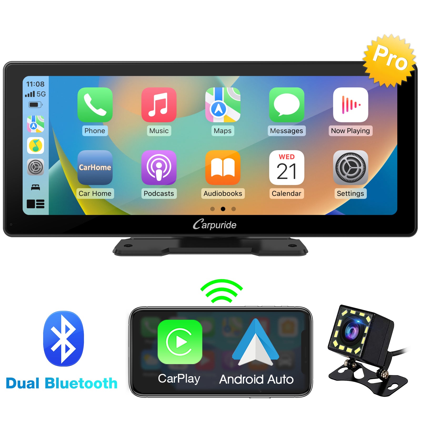 Carpuride W103 Pro CarPlay-Display 10,3 Zoll mit Rückfahrcam