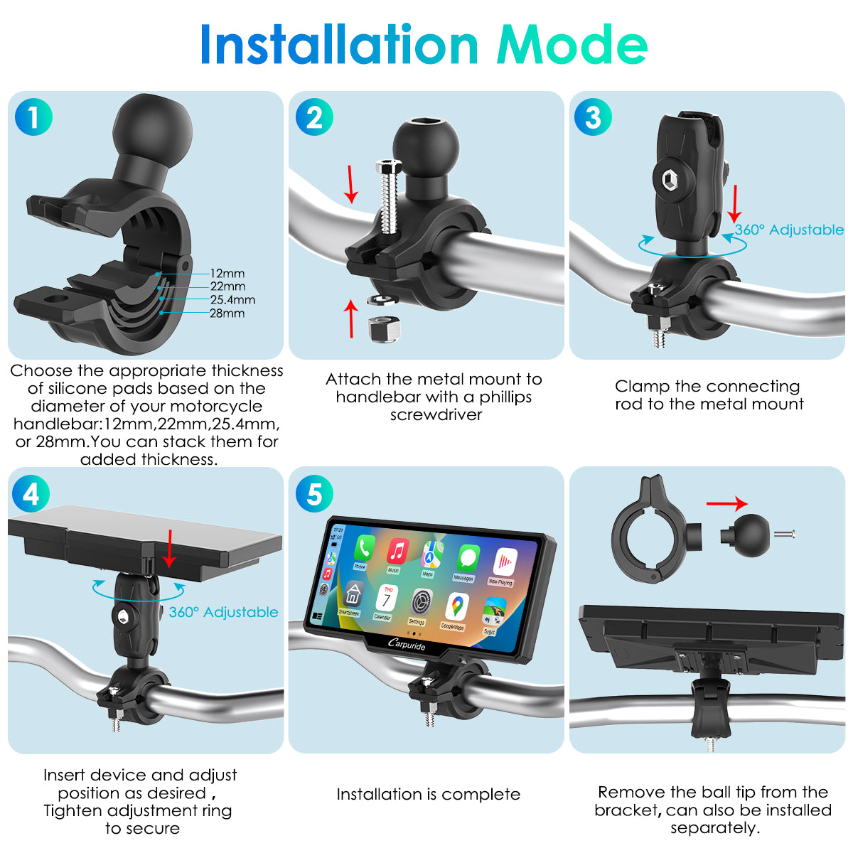 Carpuride W619B BMW Motorrad-Display 6,86 Zoll CarPlay